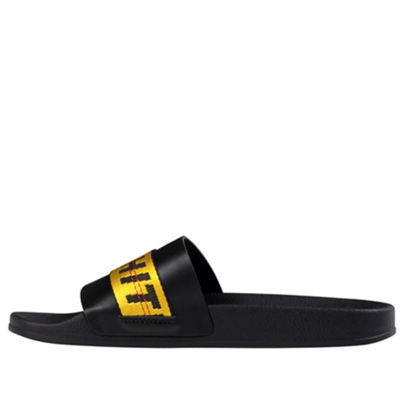 Off-White Industrial Sliders 'Black Yellow' Black/Yellow Slides OMIA088R19C220381060 - OMIA088R19C220381060