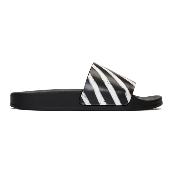 Off-White Sliders 'Graffiti - Black White' 2020 Black/White Slides OMIA088R20C220521001 - OMIA088R20C220521001