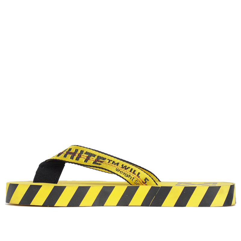 Off-White Flip Flops 'Graphic Print - Yellow' Yellow/Black Slides OMIA131S20D270206000 - OMIA131S20D270206000