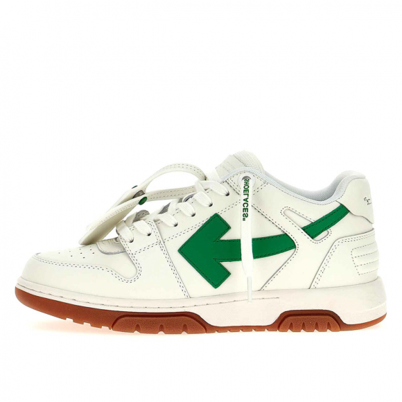 Off-White Out Of Office OOO Leather Low Tops White Green - OMIA189S24LEA0010155