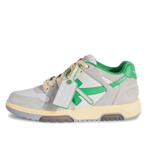 Off-White Out Of Office OOO Low Tops Calf Leather Grey Green - OMIA189S24LEA0110555