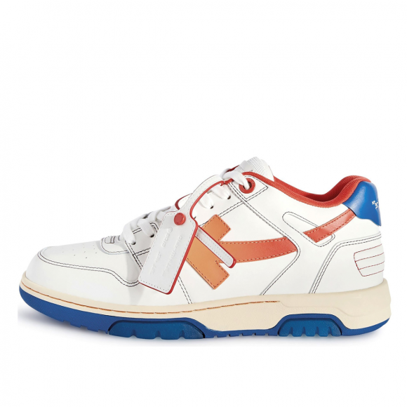 Off-White Out Of Office OOO Leather Low Tops White Orange Blue - OMIA189S24LEA0120125