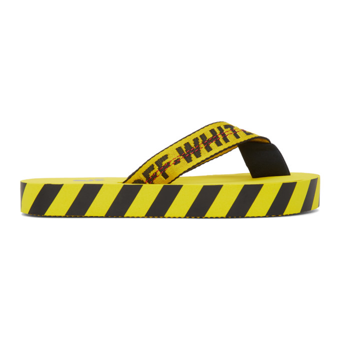 Off-White Yellow and Black Industrial Flip Flop Sandals - OMIC002R21MAT0021810