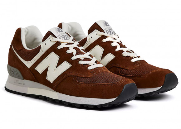 New Balance Unisex MADE in UK 576 in Brown/marron/White/blanc/Grey/Gris Suede/Mesh - OU576BRN