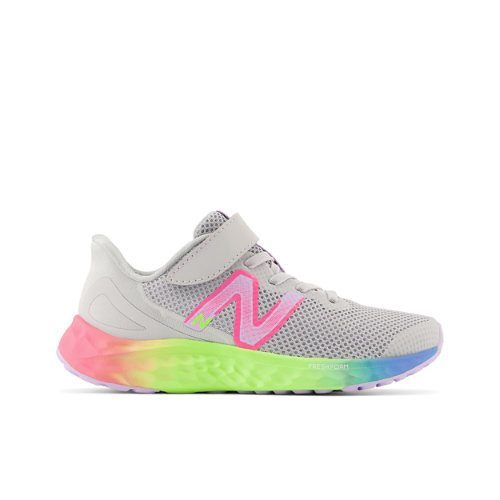 New Balance Kids' Fresh Foam Arishi v4 Bungee Lace with Top Strap in Grey/Purple/Pink/Green Synthetic - PAARIKG4