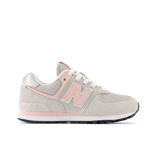 New Balance Enfant 574 Core en Gris/Gris/Rose/Rose, Suede/Mesh - PC574EVK