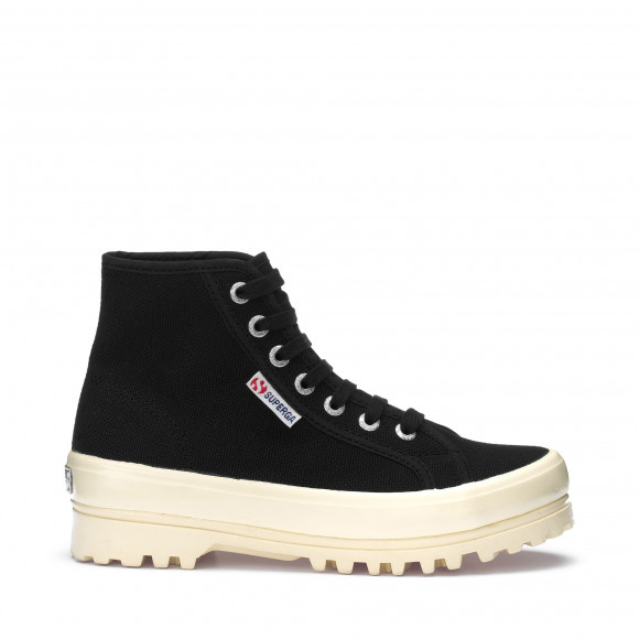 Superga - 2341 ALPINA SHINY GUM - Ankle Boots - Laced - Woman - BLACK-SHINY OFFWHITE - S111TCW