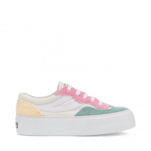 Superga - 3041 REVOLLEY PLATFORM TERRY CLOTH - Sneakers - Wedge - Woman - WHITE AVORIO-PINK-WHITE ICING-GREEN SAGE - S2127VW