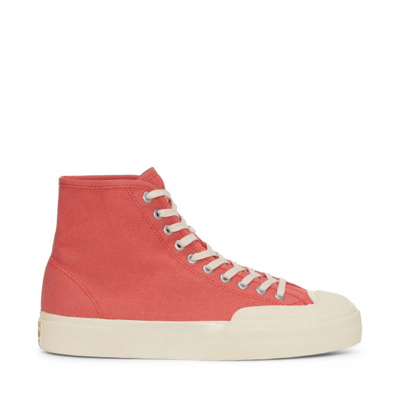 2433 WORKS HIGH CUT DENIM YARN DYED - Le Superga - Mid Cut - Unisex - RED-OFF WHITE - S2133KW