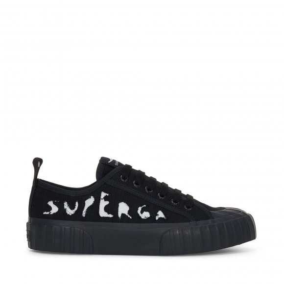 Superga - 2630 RIPPED LOGO - Sneakers - Low Cut - Woman - BLACK-WHITE - S3138DW