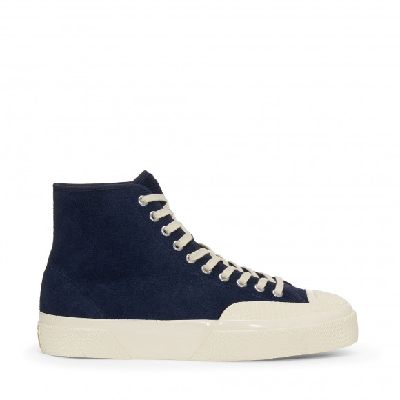 2433 WORKS HAIRY SUEDE - Le Superga - Mid Cut - Unisex - NAVY-OFF WHITE - S3147WW