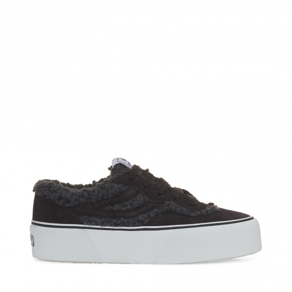 Superga - 3041 REVOLLEY TEDDY PLATFORM - Sneakers - Low Cut - Unisex - BLACK BRISTOL-WHITE - S4121ZW