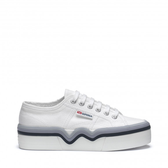 Superga - 2740 LIQUIFY STRIPES - Lady Shoes - Wedge - Woman - WHITE-SHADED BLUE - S4128SW