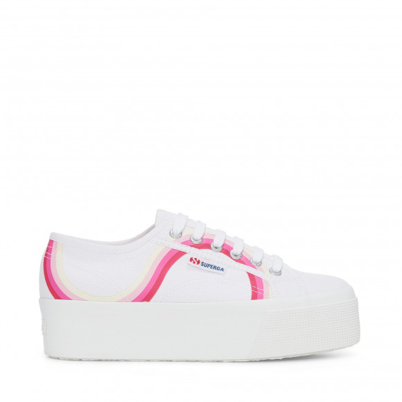 Superga - 2790 ROUND STRIPES - Lady Shoes - Wedge - Woman - WHITE-SHADED PINK - S4128TW