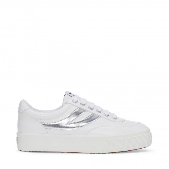 Superga - 2740 PLATFORM BLOCKS MIRROR SYNTHETIC MATERIAL - Lady Shoes - Wedge - Woman - WHITE-SILVER - S41339W