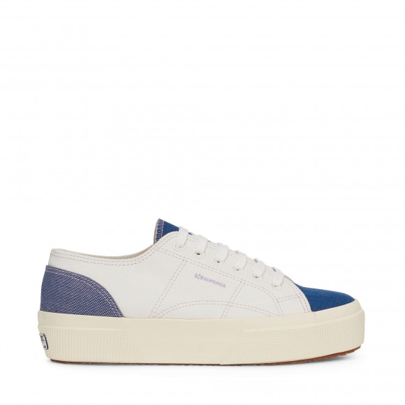 Superga - 2740 PLATFORM REVERSE DENIM - Lady Shoes - Wedge - Woman - AVORIO-BLUE-VIOLET - S5128RW