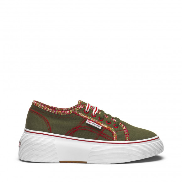 Superga - 2287 BUBBLE LINE SUPERMAX - Lady Shoes - Wedge - Woman - CAPULET OLIVE-ORANGE FLOWERS - S6124RWMC3A0136