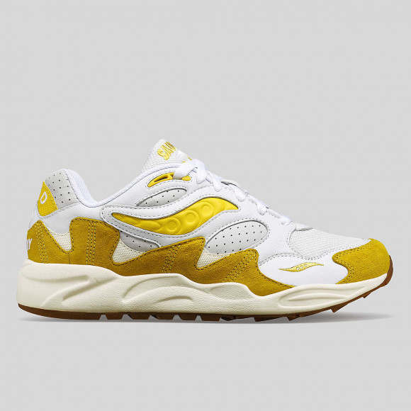 saucony excursion Grid Shadow 2 Ivy Prep White|Yellow, Size 5.5M  - S70813-1