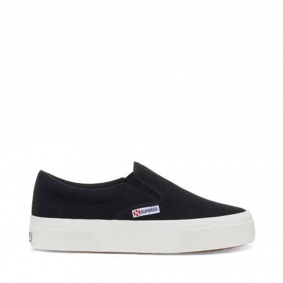 Superga - 2740 PLATFORM SLIPON - Lady Shoes - Wedge - Woman - BLACK-F AVORIO - S7122RW