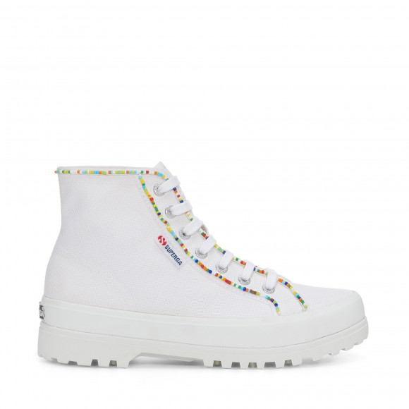 Superga - 2341 ALPINA MULTICOLOR BEADS - Ankle Boots - Laced - Woman - WHITE-MULTICOLOR BEADS - S7141BW