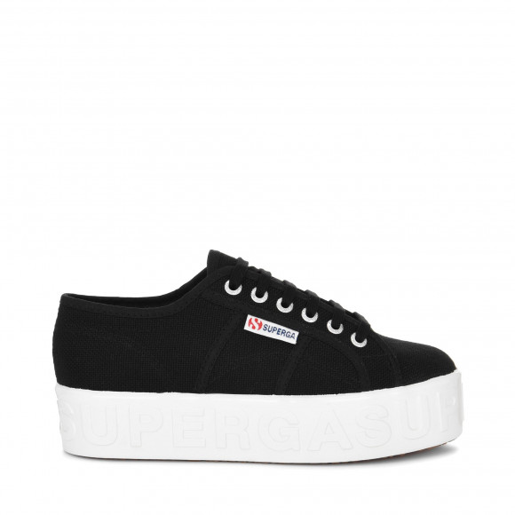 Superga - 2790 SHINY 3D LETTERING - Lady Shoes - Wedge - Woman - BLACK - S8116SW