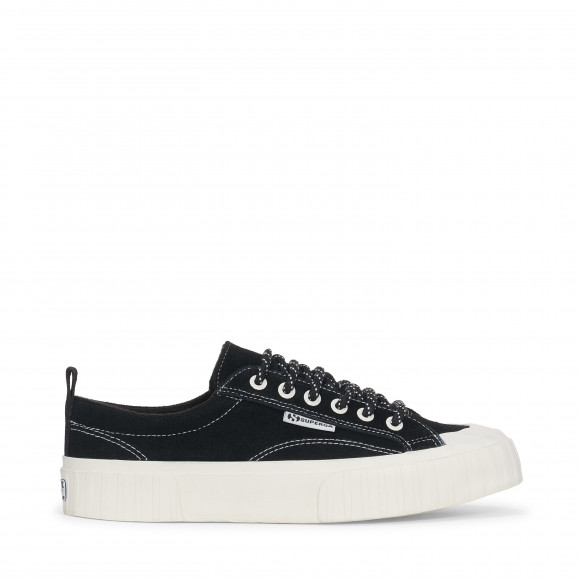 Superga - 2630 STRIPE SUEDE CONTRAST STITCHING - Sneakers - Low Cut - Unisex - BLACK-WHITE AVORIO-FAVORIO - S8134VW