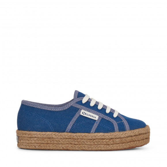 Superga - 2730 ROPE REVERSE DENIM - Lady Shoes - Wedge - Woman - BLUE-VIOLET-OFF WHITE - S8141XW