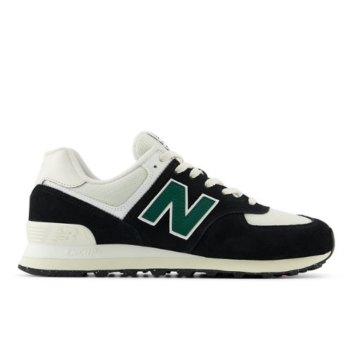 New Balance Unisex 574 Sneakers - Black/White/Green - U574RBG