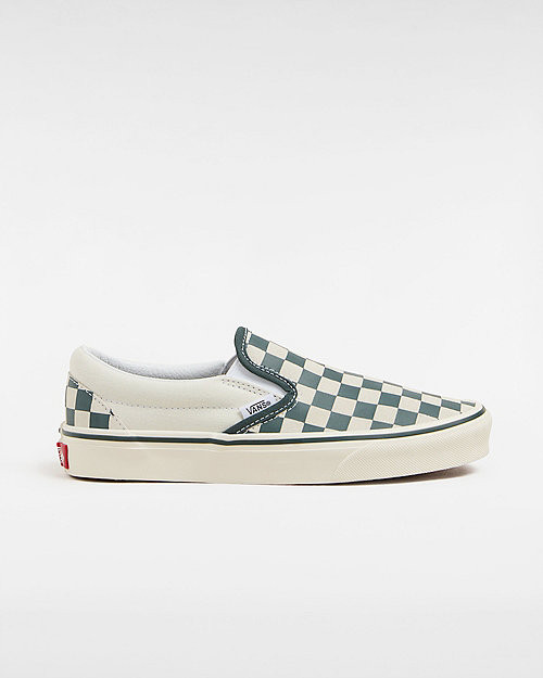 VANS Classic Slip-on Checkerboard Shoes (checkerboard Green/Leather White) Unisex White - VN000BVZBGN
