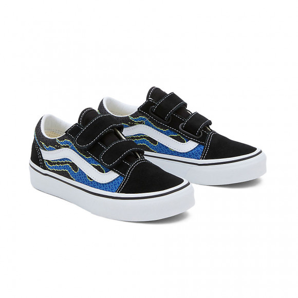 VANS Zapatillas Old Skool Con Cierre Adherente De Niños (de 4 A 8 Años) (pixel Flame Black/blue) Niños Negro - VN000CS1Y61