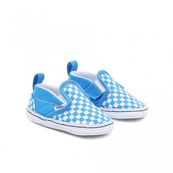 VANS Infant Checkerboard Slip-on Hook And Loop Crib Shoes (0-1 Year) (color Theory Checkerboard Brilliant Blue) Infant White - VN0A2XSL1SI