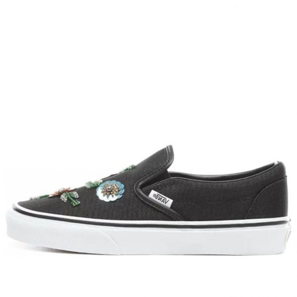 Vans Floral Sequins Slip-On Shoes Black Skate Shoes VN0A38F7VM6 - VN0A38F7VM6