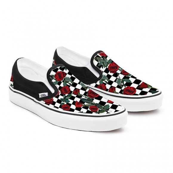 関税込☆VANS CUSTOMS CHECKERBOARD ROSES SLIP-ON 