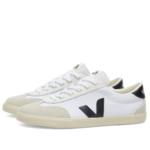 Veja Women's Volley Canvas Sneaker in White Black - VO0103524-WHITE