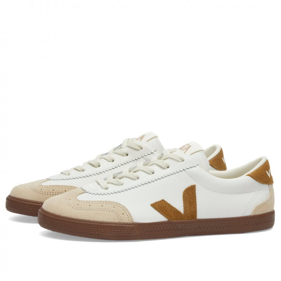 Veja Women's Volley O. T Leather Sneaker in White Tent Bark - VO2003720-WHITE